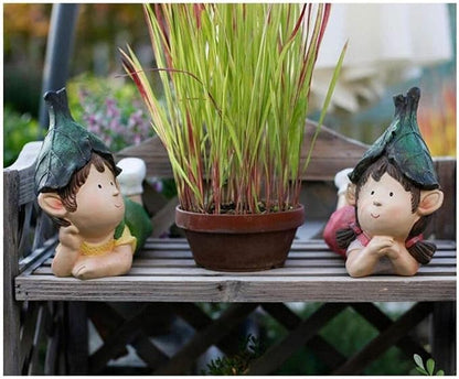 Sculpture Tabletop Statue Resin Crafts Decoration Outdoor Garden Character Sculpture Floor Children Decoration Accessories Figurines Gift 28x22cm