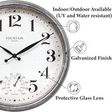 Maison in/Outdoor Clock with Thermometer, 2 in One Weather Station (Weather Thermometer/Wall Decoration) (Galvanized, 13 inch)