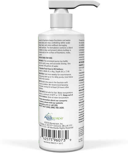 Aquascape PREVENT Water Treatment for Fountains, Waterfalls, Rock and Gravel, Prevent White-scale Buildup, Stains, Foam and Other Unsightly Water Conditions. 8 oounce / 236 ml | 96073