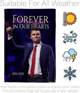 Forever In Our Hearts 1993-2025 Flag Yard Sign Wall Hanging Decor For Home Porch Charlie Kirk Poster Canvas Quote Sign Freedom Support Trump Patriotism Memorial Decoration Garden Remembrance Gift