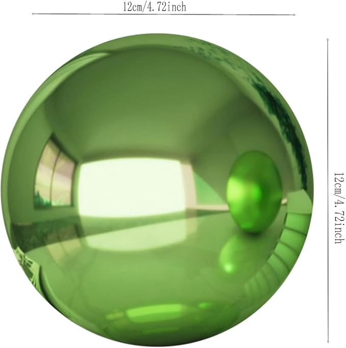 Stainless Steel Gazing Ball for Garden Decor | 4.72 Inch Mirror Reflective Hanging Ball for Outdoor Spaces | Metal Gazing Balls for Garden Decoration(Green)