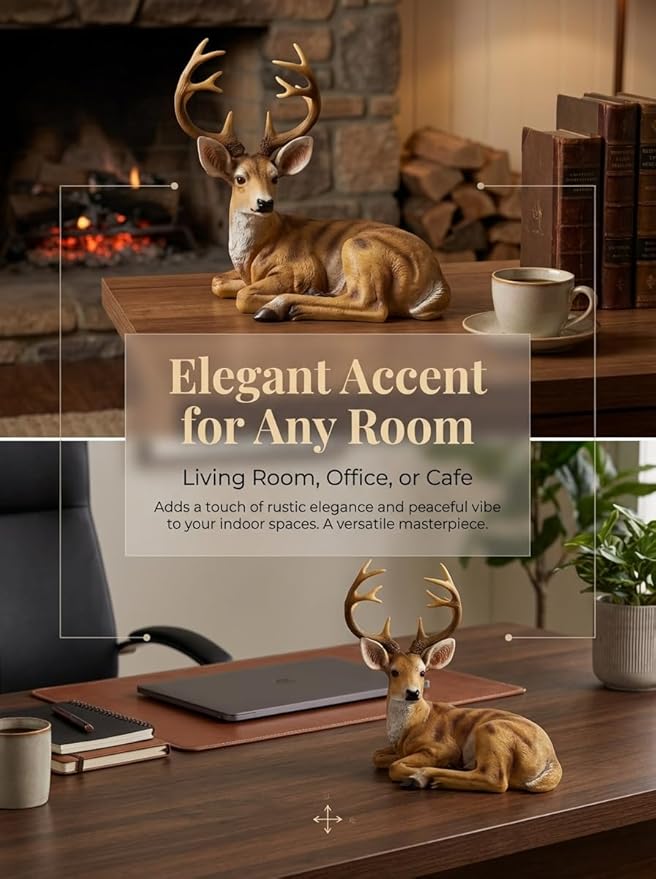 XTAPAN Buck Statue Figurines Deer Animal Sculpture Gift Home Decor,Office or Outdoor Garden Statue Woodland Decoration