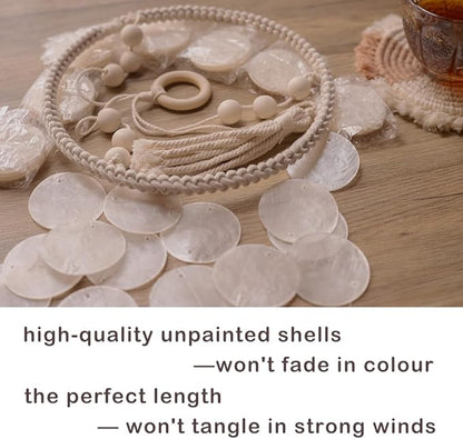 Capiz Shell Wind Chime for Outside, Sea Glass Wind Chimes, Seashell Windchimes Ourdoors, Unique Outdoor Boho Decor for Patio Garden Balcony Porch, 8.3" W X 23.6" H, Remmdan