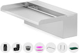 Waterfall Pool Fountain, LONGRUNNEW Stainless Steel Waterfall Spillway with Pipe Connector Kits for Outdoor/Indoor Decorative, 11.8 Inches Pool Water Feature for Garden Patio, Backyard Koi Pond Decor