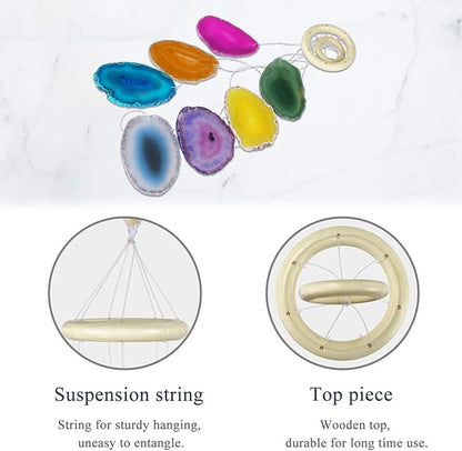 Yoption Wind Chimes Unique Colorful Natural Agate Slices Wind Chimes for Home Garden Decoration Figurine, 27-31 inch