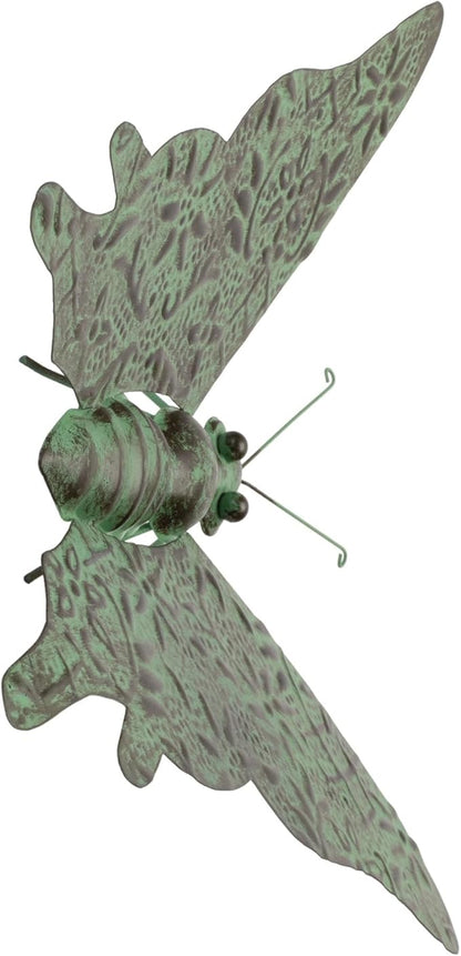 Melrose International Iron Butterfly Garden Decor - Distressed Metal Wall Art & Outdoor Accent Green