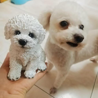 Bichon Frise & Maltese Dog Statue Outdoor - Resin Garden Decor for Pet Lovers, 5.9x4.3x6.3 Inch Weatherproof Figurines, Yard Ornament & Gift for Dog Owners