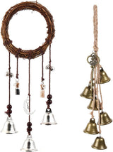 2 Pieces Witch Bells for Door Knob for Protection Hanging Bell Wind Chimes Handmade Decorative Bell for Boho Home Room Witchy Decor (Silver)