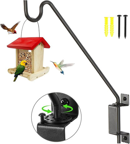 AILIN YELOKIE Heavy Duty 16" Deck Hook - 360° Swivel Plant Hanger with 12 Positions, Rust-Proof Steel Bracket for Bird Feeders/Pole & Hanging Plants