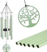 Evergreen Hand Tuned Tree of Life Wind Chime for Outside | Scale of C | Deep Tone | Powder-Coated Metal | Green | 27-Inches Tall | Memorial Gift for Home Garden Decoration