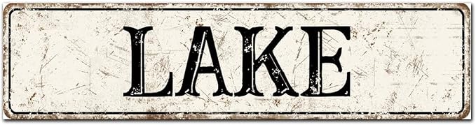 Madcolitote Vintage Lake Wood Sign Lake Custom Street Sign Rustic Wooden Wall Art Farmhouse Wall Decor Kitchen Wall Hanging Signs Wall Sign Home Decor Housewarming Gift 6x24in