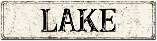 Madcolitote Vintage Lake Wood Sign Lake Custom Street Sign Rustic Wooden Wall Art Farmhouse Wall Decor Kitchen Wall Hanging Signs Wall Sign Home Decor Housewarming Gift 6x24in