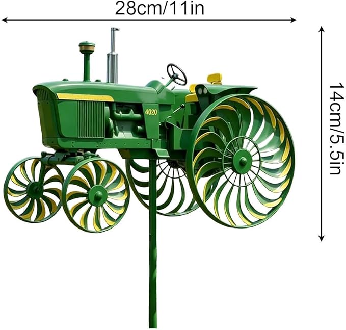 Tractor Wind Spinner, Metal Windmill Stake, Outdoor Sculpture with Garden Patio Decor, Yard Decor with Front Porch Backyard Lawn, Garden Stake, Wind Spinner for Yard Patio Lawn