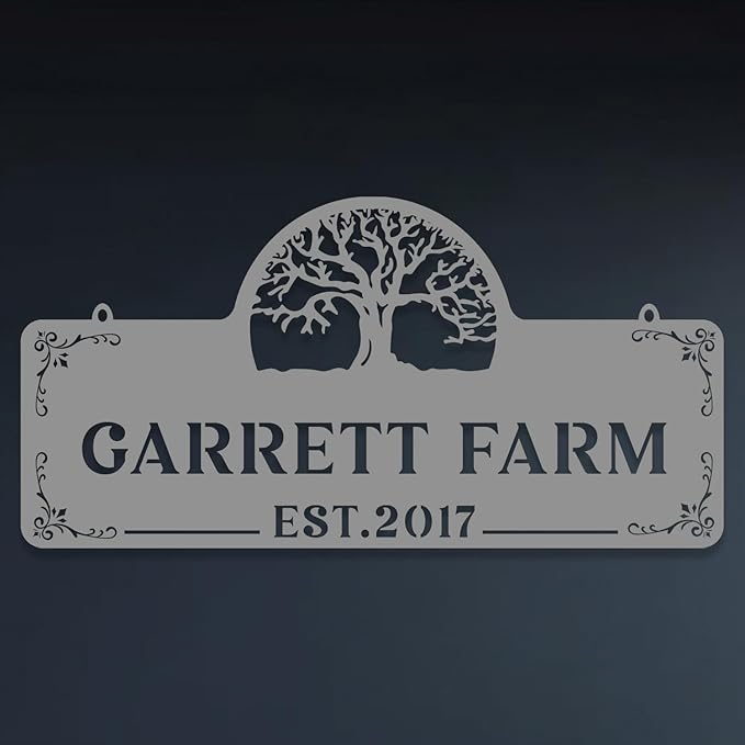 Personalized Metal Farm Sign, Customized Family Name Ranch Sign, Large Last Name Sign for Farmhouse Decoration, Outdoor Farm Wall Art, Welcome Sign, Entrance Gate Sign, Farm Lovers Gift, Garden Decor
