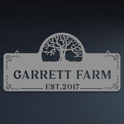 Personalized Metal Farm Sign, Customized Family Name Ranch Sign, Large Last Name Sign for Farmhouse Decoration, Outdoor Farm Wall Art, Welcome Sign, Entrance Gate Sign, Farm Lovers Gift, Garden Decor