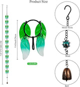 dreamysoul Rain Chains for Outside, 7.87FT Adjustable Green Glass Leaf Rain Chain, Rain Catcher Chains for Gutters Downspout, Eaves, Drainage