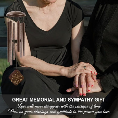 Memorial Sympathy Wind Chimes for Outside Clearance, Dragonfly Wind Chimes for Loss of Loved One Mother Father for Bereavement/Condolence/Funerary Gift Idea,32'' Bronze