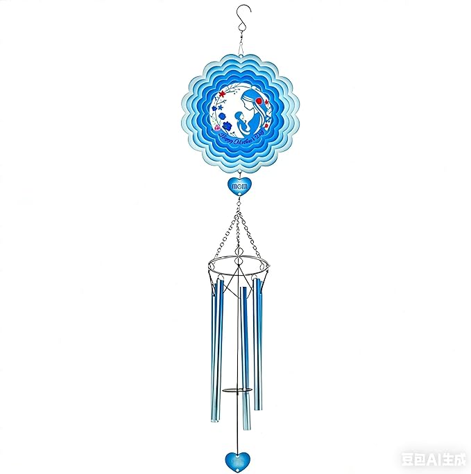 Butterfly Wind Chimes, AVEKI 27.5''H Iron Stained Glass Butterfly Wind Chimes Gifts for Mom Outdoor/Indoor Wind Chimes for Home, Garden, Window, Yard, Patio, Lawn Decoration (Mom-Blue)