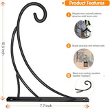 Hanging Plant Brackets, Pack of 2 Iron Hanging Basket Bracket Durable Weather-Resistant Outdoor Plant Hooks for Hanging Plant Lantern Windchime Birdhouse Metal Sign Fruit Bracket, Screw Included