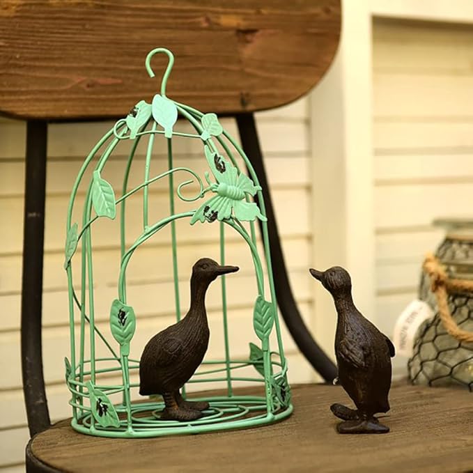 Heavy Duty Cast Iron Duck Statue,Small Cute Duck Statuary Ducks Decor for Garden Figure Home Decoration Pack of 2