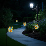 Stargarden 4Pack Mosaic Solar Lanterns, Glass Hanging Lantern Waterproof Outdoor Haning Lights Flower Decorative Table Lamp for Garden ,Patio,Yard Decor