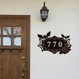 Personalized Gothic House Number metal Signs,Custom Address Number Metal Wall Art Decor,Black Plaques Outdoor wall Decorative Signage,Shed(8-30 Inches) (Spider B)