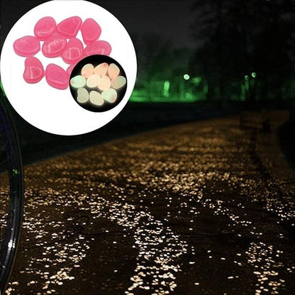 550 Pcs Glow in The Dark Garden Stones Pebbles, Gardening Luminous Glow Stones Outdoor Decor Glowing Water Fish Tank Gravel (Pink)