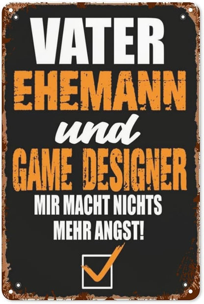 Vintage Retro Metal Wall Decor Signs Father Husband and Game Designer for Home,Kitchen,Bathroom,Patio & Garden Inspirational & Funny Life Quotes 8x12 Inches