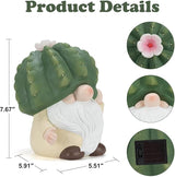 Etlemonde Solar Cactus Gnome Statue Garden Decor Light - Outdoor Decorative LED Flower, Suitable for Patio, Lawnand Garden Decorations, Gifts for Mom