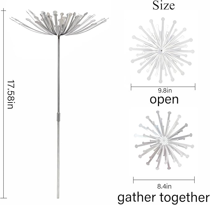 Metal Flowers - Unique Dandelion Design Outdoor Garden Stakes, Durable Weather-Resistant Steel, Easy Installation, Large Yard Art for Plants and Small Decorations, Ideal for Garden Enthusiasts