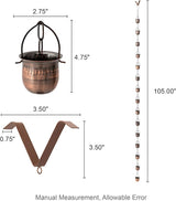 Glitzhome 8.5ft Rain Chain for Gutters 15-Piece Faux Copper Cup Shaped Catcher Replacement for Downpout