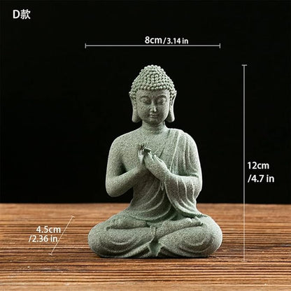 CrazySavage Mini Buda Meditating Buddah Statue-Natural Sandstone Stone -Handmade for Zen Garden Fish Aquarium Tank Yoga Bonsai Micro Landscape Spiritual Fengshui Praying Shui Chakra Decor (Blessing)