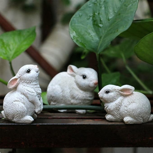 Bunny Decor Yard Decorations Outdoor, Set of 3 Resin Garden Rabbit Figurines, Yard Animals Statue, Bunny Statue for Home Garden Easter Decorations, Easter Rabbit Figurines mom Gifts