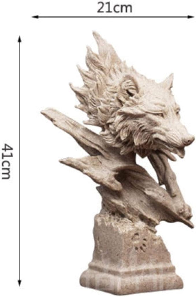 Garden Ornaments Decor Statue Outdoor,Abstract Unique Statue Sculpture Creative Statues and Sculptures Outdoor Decor for Garden,Resin Wolf Statue Wolf Head Abstract Sculpture Feather