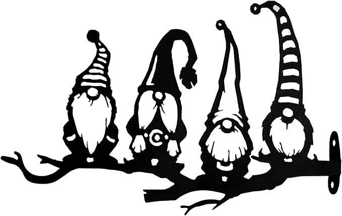 Alnicov Steel Branch Gnomes Decoration，Metal Tree Art Metal Gnomes ，Cute Hollowed Out Steel Garden Gnomes Silhouette for Home Garden Yard Outdoor Tree Decoration