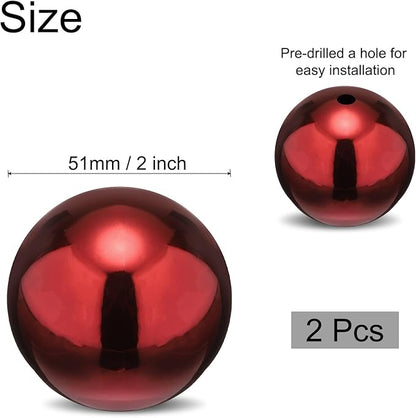 uxcell 2pcs Gazing Globe Decor Ball 2 inch 51mm Garden Sphere Polished Hollow Ball, Seamless Stainless Steel Gazing Ball, Smooth Mirror Globe for Garden Home Decor, Ruby Red