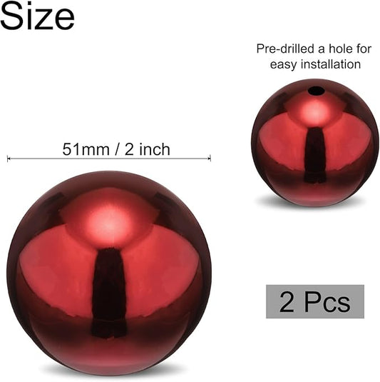 uxcell 2pcs Gazing Globe Decor Ball 2 inch 51mm Garden Sphere Polished Hollow Ball, Seamless Stainless Steel Gazing Ball, Smooth Mirror Globe for Garden Home Decor, Ruby Red