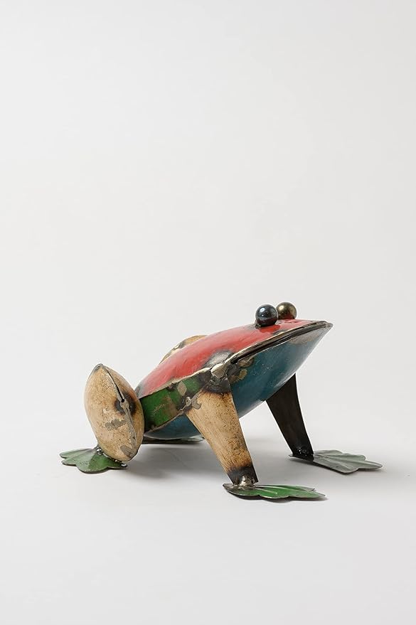 De Kulture Handcrafted Recycled Iron Small Frog Decorative Collectible Figurine showpiece Beautify Home Office Holiday décor| Ideal for Garden Balcony Terrace Decoration, 6.3x4.8x3.9 (LWH) inches