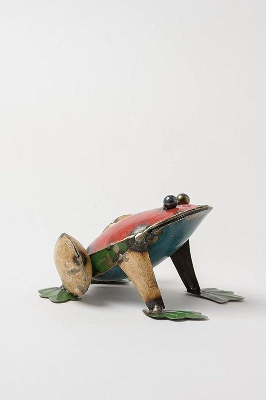 De Kulture Handcrafted Recycled Iron Small Frog Decorative Collectible Figurine showpiece Beautify Home Office Holiday décor| Ideal for Garden Balcony Terrace Decoration, 6.3x4.8x3.9 (LWH) inches