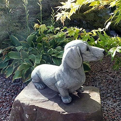 EatingBiting 6.7"x4.7" Resin Dog Dachshund Sculpture Garden Ornament Patio Figurine Outdoor Animal Statue,French Bulldog Statue Garden Decor Yard Lawn Resin Dog Sculpture
