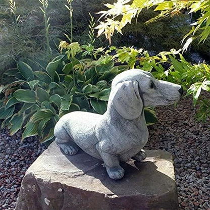EatingBiting 6.7"x4.7" Resin Dog Dachshund Sculpture Garden Ornament Patio Figurine Outdoor Animal Statue,French Bulldog Statue Garden Decor Yard Lawn Resin Dog Sculpture