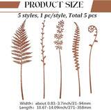GORGECRAFT 5Pcs 5 Styles Metal Decorative Garden Stakes Rusty Iron Rustic Plants Fern Leaves Shaped Art Decor Signs Stake for Outside Lawn Yard Art Outdoor Walkway Potted Accessory
