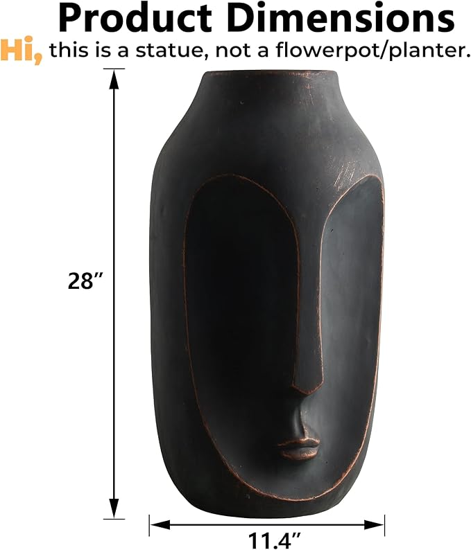 Wallowa 28 inches Tall Large Statue, Garden Sculpture & Statues, Modern Art Sculpture, Artificial Stone Figures, Living Room Decor, Tall Standing Sculpture for Home, Porch, Backyard, Bronze