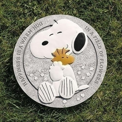 Roman Snoopy Hug Stepping Stone, 12-inch Diameter, Resin, Home, Garden, Outdoor