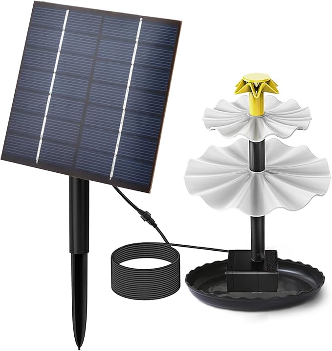 Solar Fountain 2-Tier 2.5W Solar Water Fountain DIY Decorative Pump with Tray and 300cm Cable Water Pump for Bird Bath Garden Pond Pool