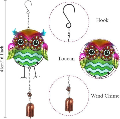 Owl Wind Chimes 3 Pack - Metal Wind Chimes for Outside, Waterproof Rustproof Garden Decor with Hooks, Handcrafted Birthday Gifts for Friends, Patio & Yard Decoration