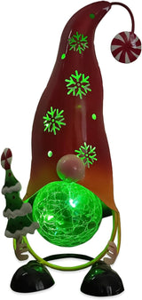 HONGLAND Christmas Decorations Outdoor Solar Gnome Yard, Color Changing LED Lights with Snowflake Hollowed-Out Hat, Cute Christmas Outdoor Decor for Garden, Patio, Pathway (Red)