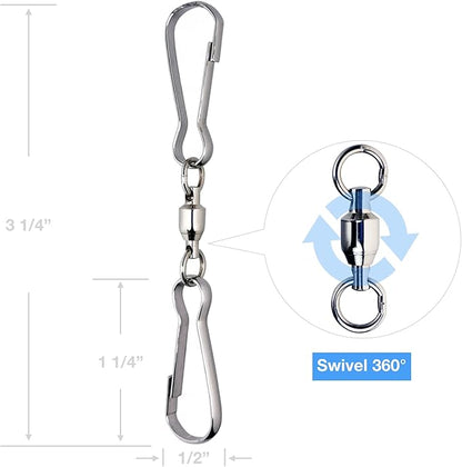 HS’s Creation 6 Pack Dual Clips Swivel for Indoor Outdoor Organization Spinning Hanger Clothline Rack Wind Chimes Spinner Prism Windsocks Hanging Plant