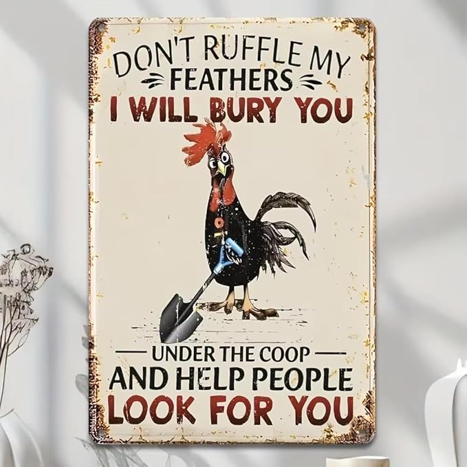 ZiCooL Metal Retro Domineering Rooster Wall Art, Creativity Art Decorations, Garden Sign Outside Decor，Wall Sculpture， Hanging Sculpture for Living Room Dining Room Bedroom Yard Outdoor Decor
