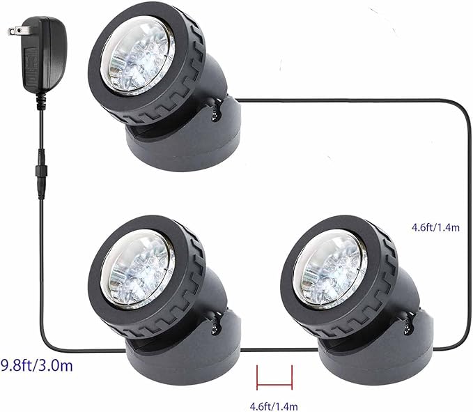Pond Lights Colored with Timer, Underwater Fountain Light LED RGB IP68 Waterproof Submersible Spotlight for Outdoor Fish Pond Fountain Garden Lawn Yard Waterfall (Set of 3)